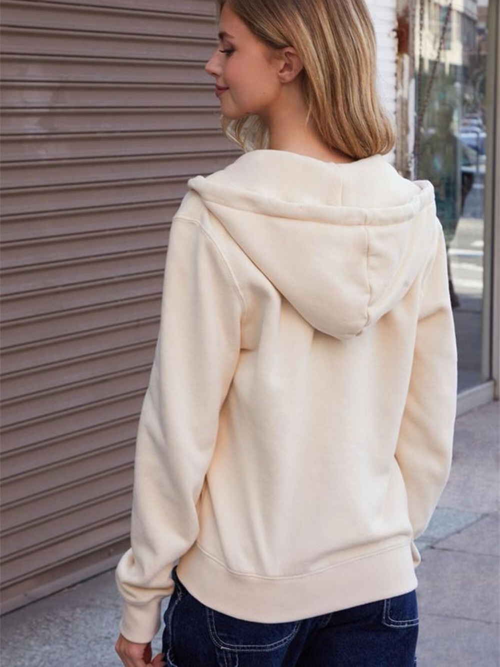 John Galt / PacSun Off White Christy Full Zip Oversized fit Hoodie one size - Picture 3 of 8